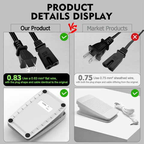 Comparison of Sewing Machine Foot Pedal Controller Replacement FC322 With 6.5Ft AC Power Cord and market products