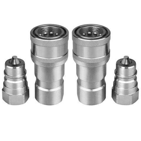 Heavy Duty 1/4 Inch NPT ISO 7241 B Hydraulic Quick Connect Couplers With Dust Caps, Series B Interchangeable, front view