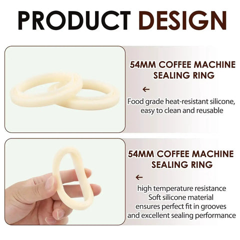 2 Pack 54mm Silicone Steam Ring for Espresso Machines with easy clean, durable design for Breville and Sage models.