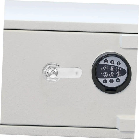 Heavy Duty Cam Lock Set For Cabinets And Tool Boxes With Keyed Cylinder installed on a safe, visible with a combination lock.