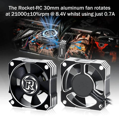 Boss 35mm RC Motor Cooling Fan, 21000 RPM, 8.4V Aluminum ESC Fan For 1 By 8 And 1 By 10 Scale RC Cars, dual view