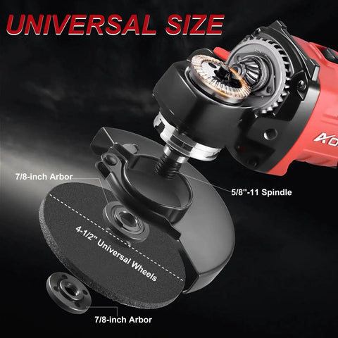 Cordless 4.5 Inch Angle Grinder Kit With 21V Brushless Motor 3 Speed Settings 2x 4.0Ah Batteries And Charger Heavy Duty Cut Off Tool For Metal Cutting Grinding And Polishing From AOBEN with parts labeled including 7/8-inch arbor and 5/8-11 spindle.