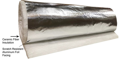 Roll of CeraTex 3180 ceramic fiber insulation blanket with aluminum foil facing
