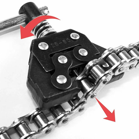 Roller Chain Tools Kit With Breaker Cutter And Puller For Chain Sizes 25 35 41 40 50 60 Including 415H 428H 520 530 in use