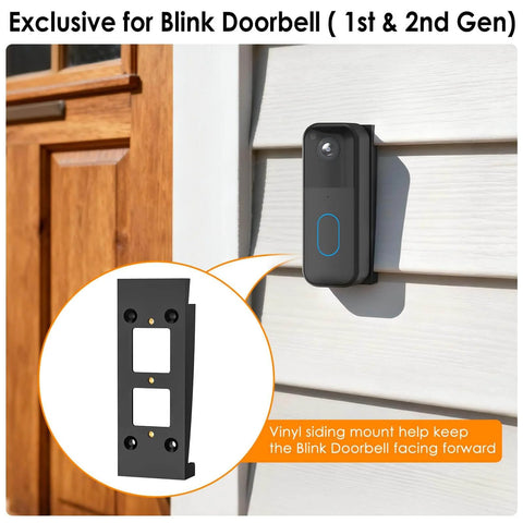 Vinyl Siding Tilt Fix Mount For Blink Video Doorbell Gen 1 And Gen 2 Corner Bracket Wedge Kit shown installed on wall