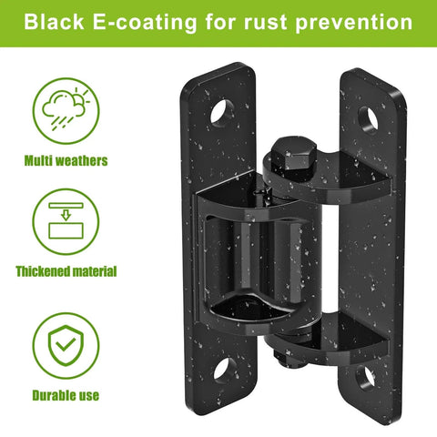 Heavy Duty Gate Hinges 2 Pack In Premium Steel With Spacer Bearings And Black Electro-Coated Finish Removable Bolts for swing doors.