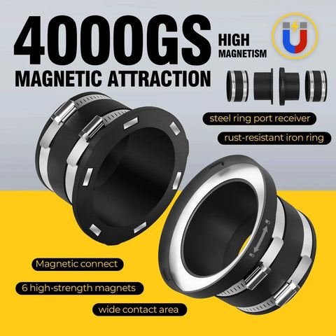 4-Inch Magnetic Dust Collection Fittings With Interlock Starter Kit For Dust Collectors And Shop Vacuums Easily Connect Hose To Machine Port Leak-Proof Locking Seal 3 Pack By Joinerjetly featuring steel ring receivers.