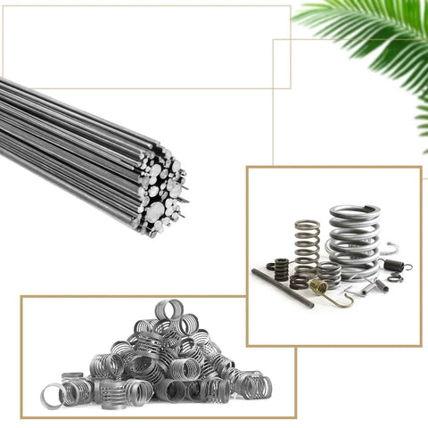 104 Pcs 40 Cm 304 Stainless Steel Spring Wire Set With 12 Diameters From 0.3mm To 3mm For Drift Punches DIY Crafts Model Making Jewelry And Engineering Projects High Hard Full Hard Spring Steel Wire, shown in bundles and coils.