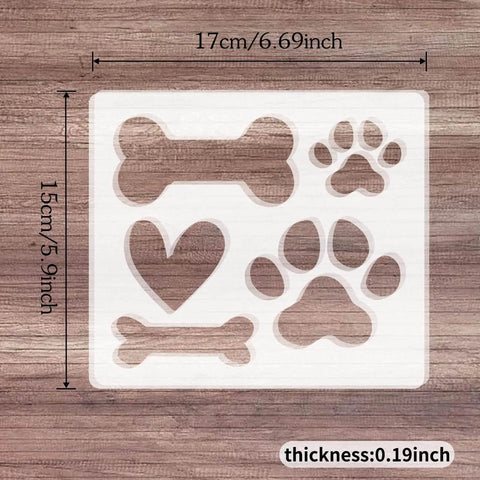 6.69 By 5.9 Inch Acrylic Dog Paw Print And Bone Router Templates For Woodworking DIY Friendly Laser Cut Inlay Templates Clear Decorative Jig
