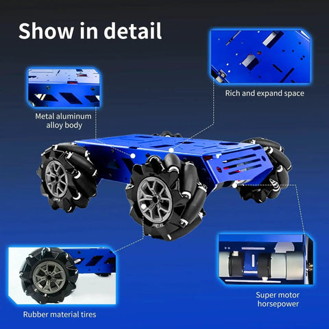 Mecanum Wheel Robot Chassis 97mm Omnidirectional Full Metal Robotic Platform With 12V Encoder Motors detail view