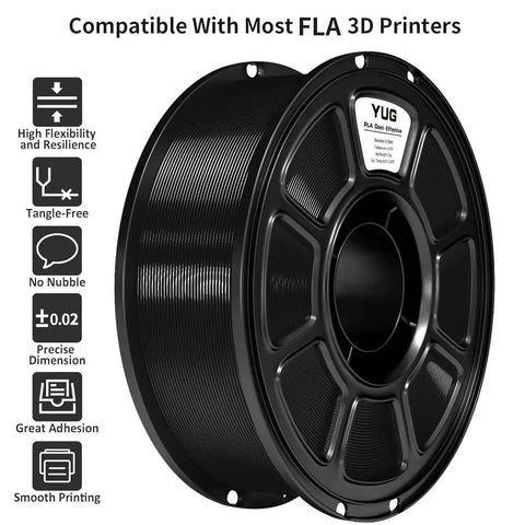 Silk PLA Filament 1.75mm Black Metallic Gloss for 3D Printing on a 1kg Spool, highlighted features visible
