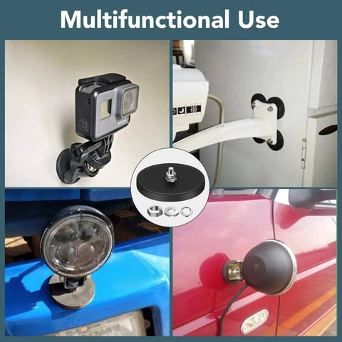 DIYMAG 6-pack rubber-coated neodymium magnets, 2.6-inch bases with M8 studs; black, 120 lb holding power for lights.