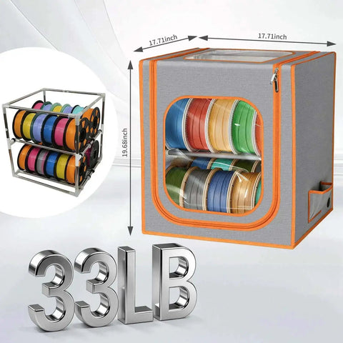 Two Tier Filament Storage Rack With Trans Cover And LED Light Strips Holds Up To 24 Rolls For 3D Printing At Home Or Studio