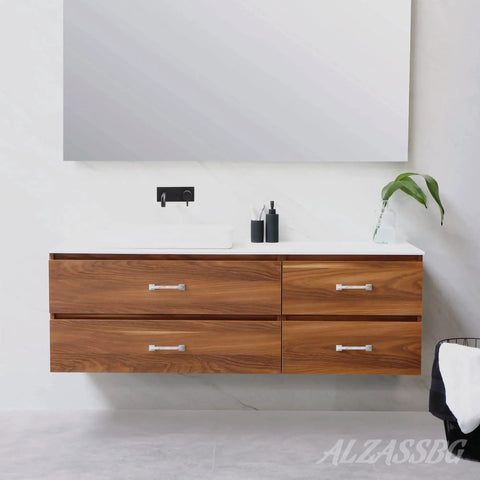 Modern bathroom with wooden drawers featuring Six Pack White Marble Zinc Alloy Cabinet Pulls Solid Construction With 96 Mm Hole Centers 113 Mm Overall Length 29 Mm Projection 10 Mm Width Kitchen Cabinet Handles For Cabinets Drawers Closets Furniture AL3212WMB.