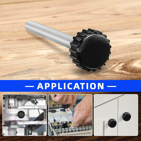 M6 X 15mm Threaded Knurled Thumb Screws With Round Plastic Clamping Knobs, Black Carbon Steel, 1.0mm Pitch, 6 Pack applications