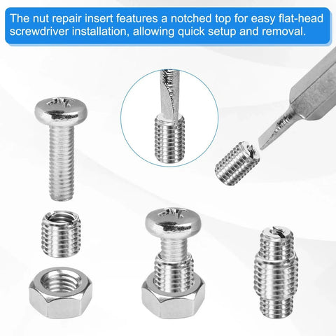 Front view of 10-pack stainless steel thread adapter sleeve reducing nut, M10x1.5 male to M8x1.25 female, 20mm height.