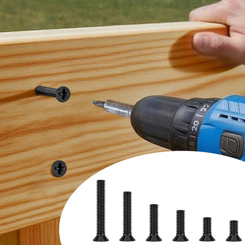 380 Pcs M3 Black Flat Head Machine Screws And Hex Nuts Kit In Carbon Steel Countersunk Phillips Bolts Assortment For DIY Projects