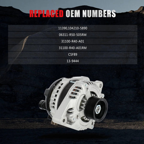 Beefed Up 130 Amp 12 Volt High Output Alternator For Honda Accord 2.4L 2008 2012 And Acura TSX 2.4L 2011 2013 Drop In Replacement