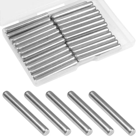 35 Pcs 5mm By 40mm Stainless Steel Shelf Dowel Pins And Shelf Support Pegs For Cabinets And Furniture Fixing displayed with a case