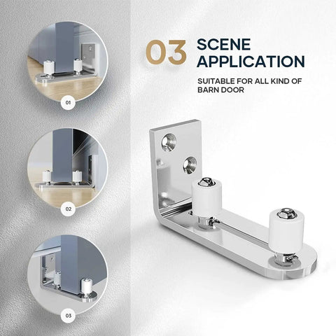 Bottom Floor Guide For Sliding Barn Door With Ball Bearing Adjustable Stay Roller, Wall Mount System, stainless steel hardware