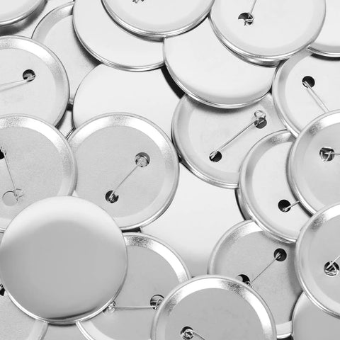 Dozens of silver 58mm metal button backs with pins for DIY badge maker projects