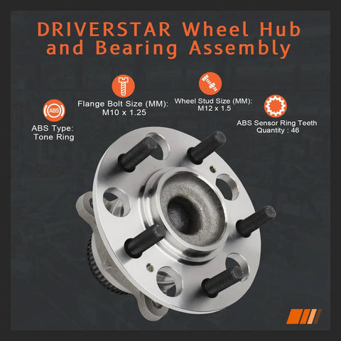 Rear Wheel Hub And Bearing Assembly For Hyundai Elantra 2007 To 2012 2.0L With Four Wheel ABS driver and passenger side
