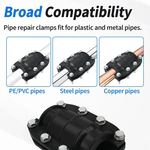 Water Pipe Repair Clamp Kit Leak Sealer For Plastic And Metal Pipes 25mm OD One Inch Emergency Patch Kit for PVC, steel, copper pipes.