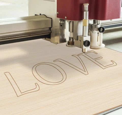 Laser cutting machine engraving 'LOVE' on 12 Pack Basswood Sheets 12x8 Inch 0.1 Inch Thick for Crafts Laser Cutting Wood Burning and Drawing Projects Natural Lightweight Wood Grain Basswood Boards for DIYers
