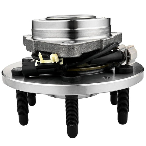 4WD Front Wheel Hub Assembly Fits 2015-2020 Chevy Suburban Tahoe And 2014-2018 Chevrolet Silverado 1500 GMC Sierra 1500 Yukon Yukon XL Cadillac Escalade XTS Wheel Hub Replacement, side view with ABS sensor and 6-bolt pattern