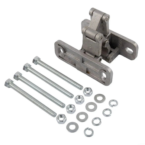 Concealed Hinge With Premium Stainless Steel Construction For Heavy Duty Use Built To Last, shown with bolts and washers.