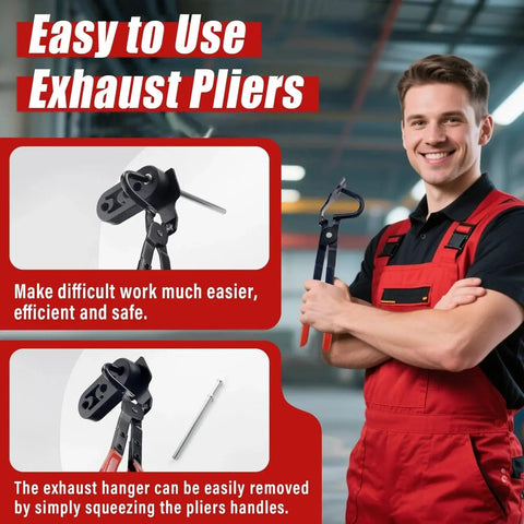 Exhaust Hanger Removal Pliers 25 Degree Offset For Cars And Trucks Non Slip Grip displayed by technician in workshop