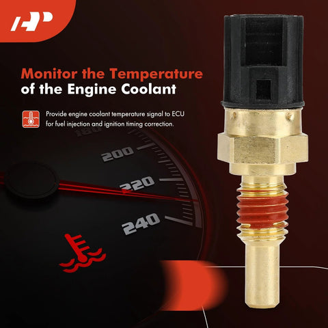 A-Premium Engine Coolant Temperature Sensor, brass threaded body, black 2-pin connector