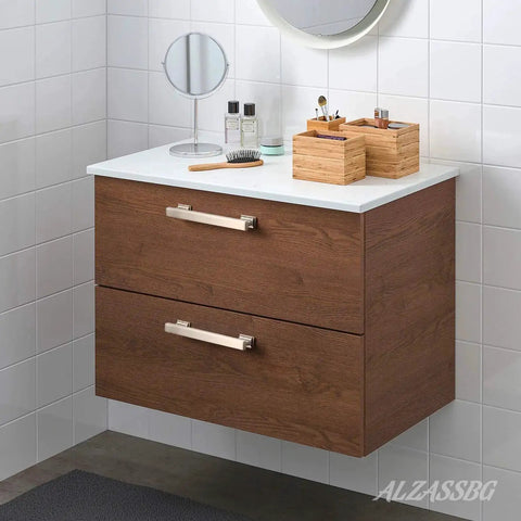 Bathroom vanity with 10 Pack Brushed Satin Nickel Cabinet Pulls With 5 Inch Hole Centers For Cabinets And Drawers, modern design