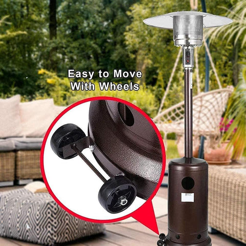 3-inch universal patio heater wheel set with two black caster wheels for easy movement of gas patio heaters