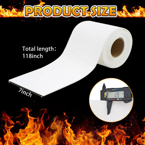 Kiln paper ceramic fiber gasket roll, white, 0.125 in thick, 118 in total length