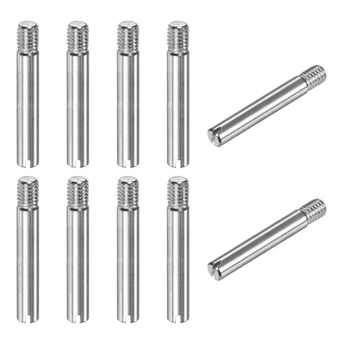 10 Pack M6 By 40mm Slotted Cylindrical Pin Dowel, 304 Stainless Steel External Thread Locating Pin, Heavy Duty Parallel Pins For Metal Machinery And Woodworking Projects, Silver Tone