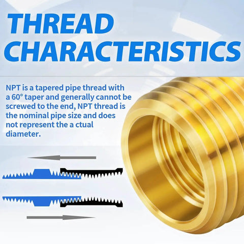 Durable Brass Pipe Fitting Reducer Hex Bushing 1/2 NPT Male to 1/4 NPT Female with thread characteristics shown
