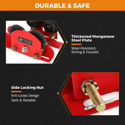 Manual Trolley For I Beams With Wide Flange 1.57 To 4.64 Inches Universal Fit Heavy Duty 0.5 Ton 1102 Lbs Capacity details