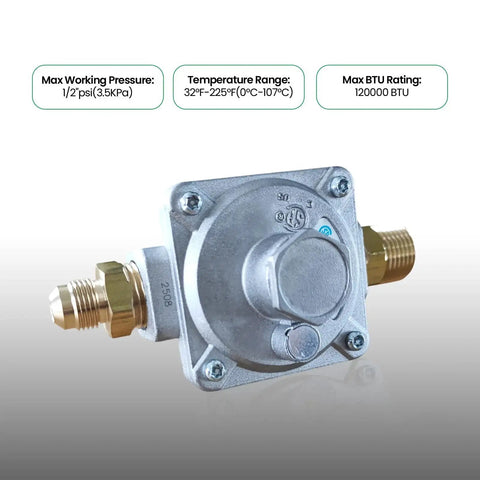 Grill Ready Gas Regulator For Natural Gas And LPG With Easy Adjustable High Precision One Half Inch Inlet And Outlet Includes Two Brass One Half Inch NPT Adapters Ideal For Home Appliances Grills Heaters And Outdoor Cooking Setups By FENDITEK