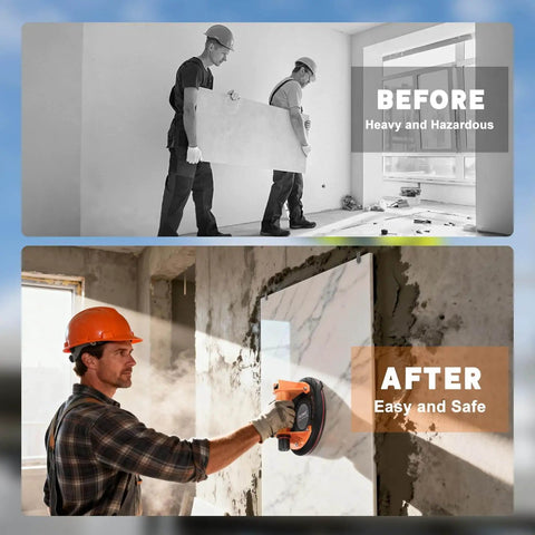 Before and after using Glass Suction Cups Heavy Duty 8 Inch Vacuum Cup Lifter With Handle And Pump 440 Lbs Load Capacity