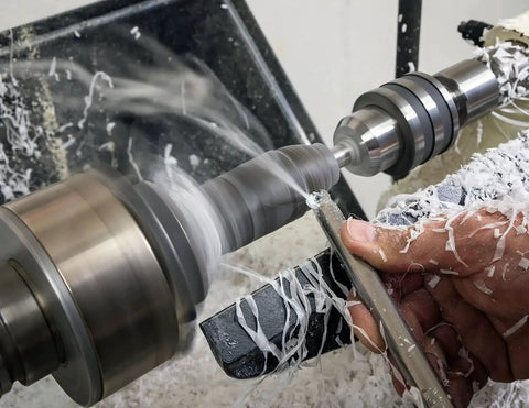 Turning Acrylic and Resin on a Wood Lathe Made Easy With This 3 Tool Carbide Set for Hybrid Projects Featuring 9 Inch Tools and 12 Inch Colorful Handles USA Made Shearing Cut Tools for Clean Consistent Results being used on lathe with shavings