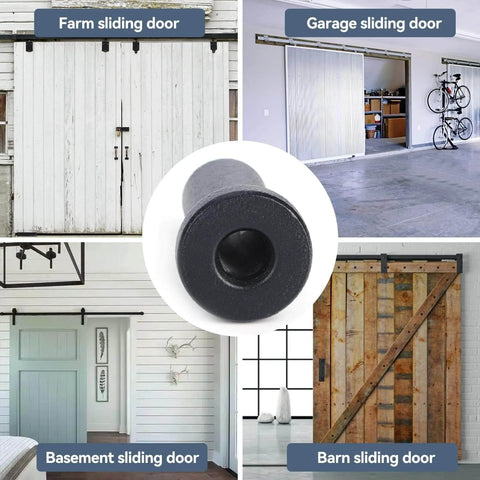 Built Tough Bottom Spacers For Sliding Barn Doors, Matte Black Wall Spacers With Door Shaft Pins, Pack Of 2 in various installations