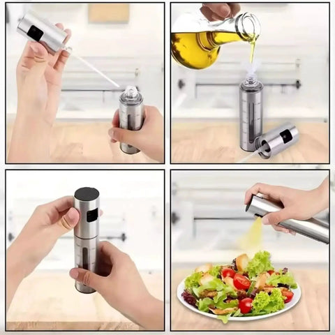 100ml Stainless Steel Olive Oil Spray Bottle Pro Grade Refillable Mister With Graduated Metal And Glass Design for cooking