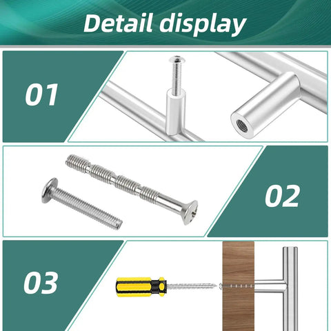 40 Pack Brushed Nickel Stainless Steel Kitchen Cabinet Handles Drawer Pulls, 5 Inch Length With 3 Inch Hole Center detail view