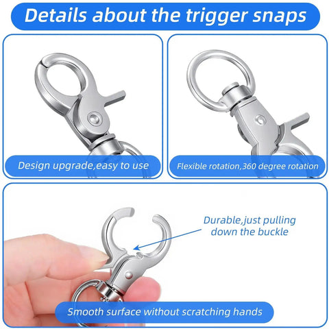 30 Piece Heavy Duty Trigger Snap Hooks Swivel Metal Clasps For Pet Cages showing design, flexibility, and durability