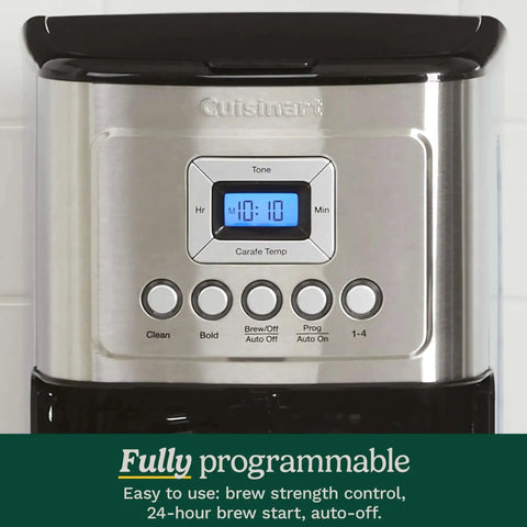 Plug-And-Play Programmable 14-Cup Coffee Maker With Temperature Control And Glass Carafe, Brew Strength Settings, stainless steel body