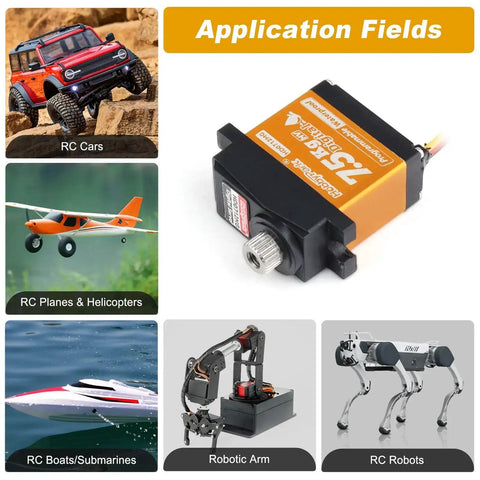 Waterproof 7.5Kg High Torque RC Micro Servo With Metal Gear Digital for RC Vehicles and Robots, featuring IP67 waterproofing and versatility