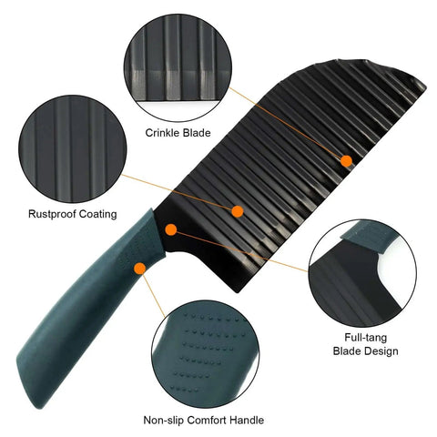 3 Piece Crinkle Cutter Knife Set For Veggies And Fruits, Stainless Steel Wave Fries Cutter Slicer For Potatoes, Crinkle blade and handle