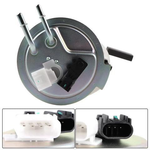Direct Fit Drop-In Electric Fuel Pump Module With Sending Unit For 2015-2020 Cadillac Escalade Chevrolet Tahoe GMC Yukon V8 5.3L 6.2L OEM-Grade Replacement SP6750M E4104M top view showing connectors and fittings