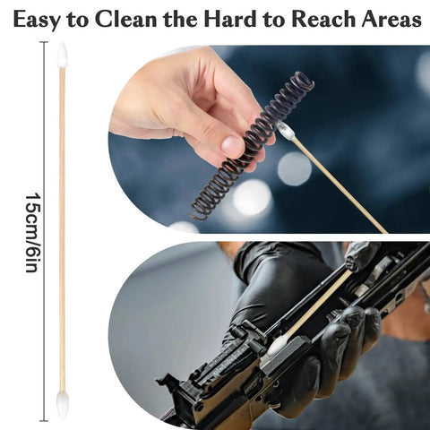 Double-Ended 6-Inch Bamboo Cotton Swabs For Cleaning Makeup And Electronics with lint-free tips used on gun parts